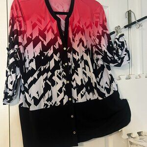 Calvin Klein Shirt/Jacket, V Neck, Size Large, 3/4 Sleeve  with Gold Buttons